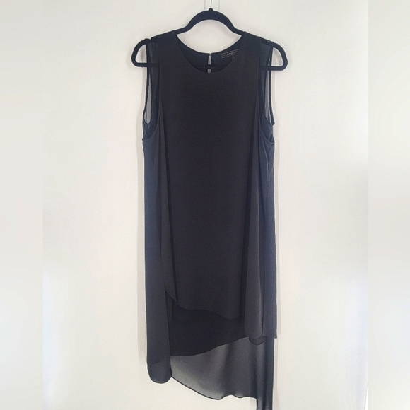 BCBGMAXAZRIA Asymmetric Lainey Dress Solid Black High Low Small Sleeveless M - Picture 2 of 7